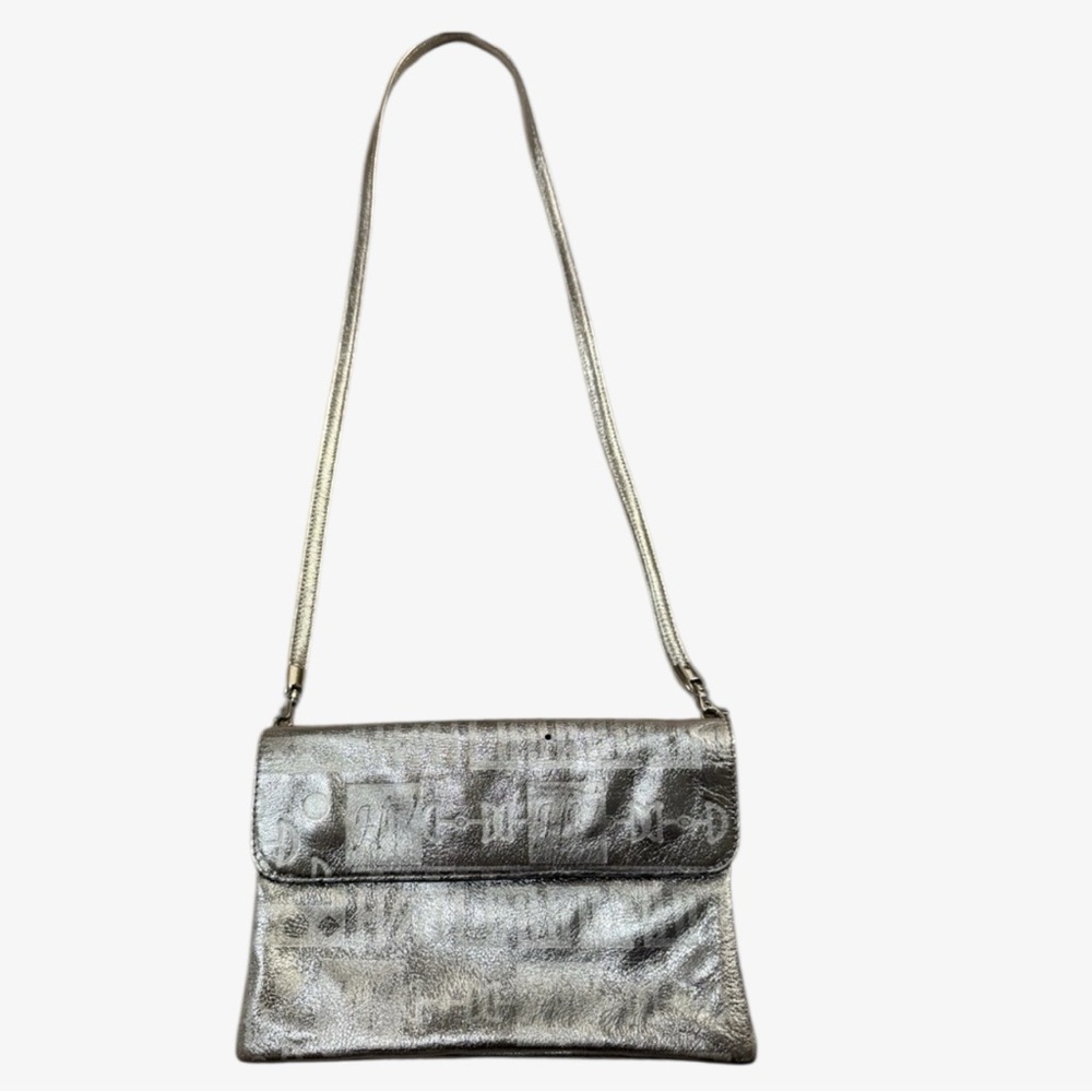 VTG Due Fratelli Genuine Leather Women’s Crossbody Bag Silver. Made In Canada.